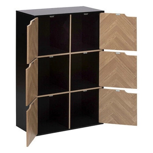 Komoda Mix`n Door Chevrons černá s rybí kostí 6 skříněk moderní do obýváku 5five